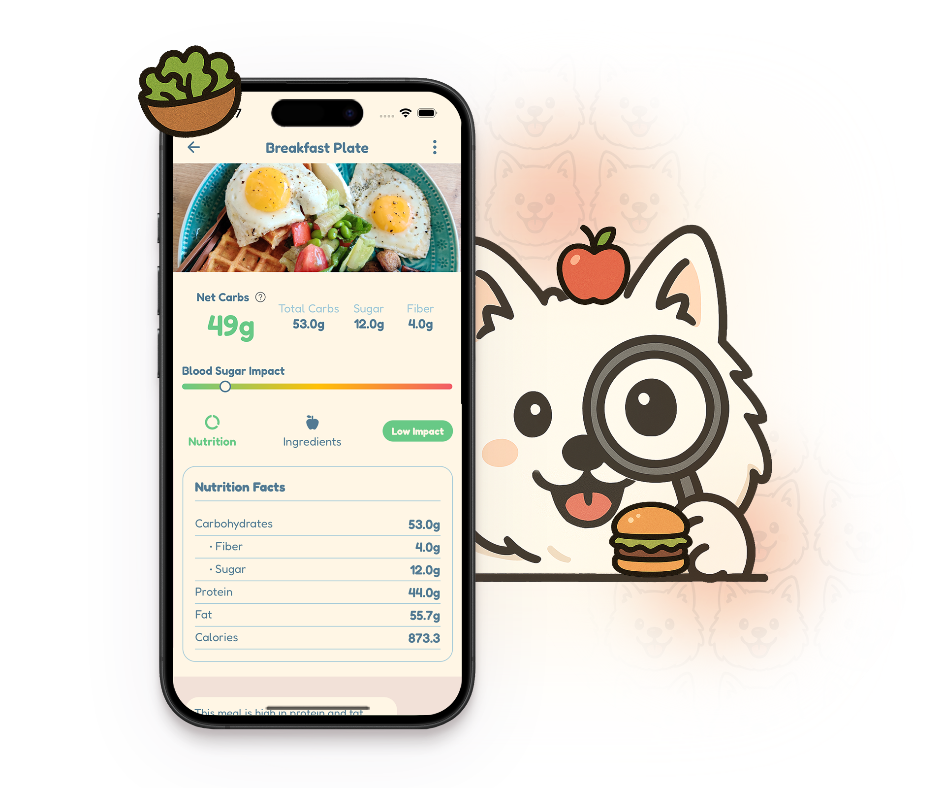 Carbsy AI carb tracker app interface